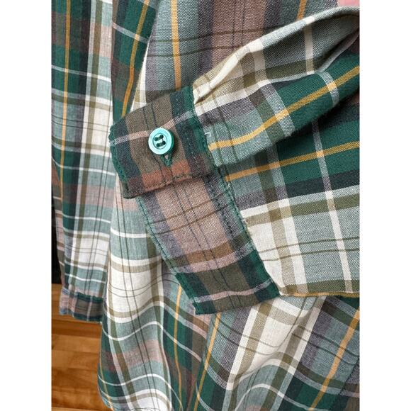 Vintage Plaid Shirt, Green Brown Plaid Button Down Shirt, 70s 80s, Medium, Scout - Picture 5 of 10